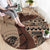 Bula Fiji Round Carpet Shark Tail Beige Masi Tapa