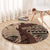 Bula Fiji Round Carpet Shark Tail Beige Masi Tapa