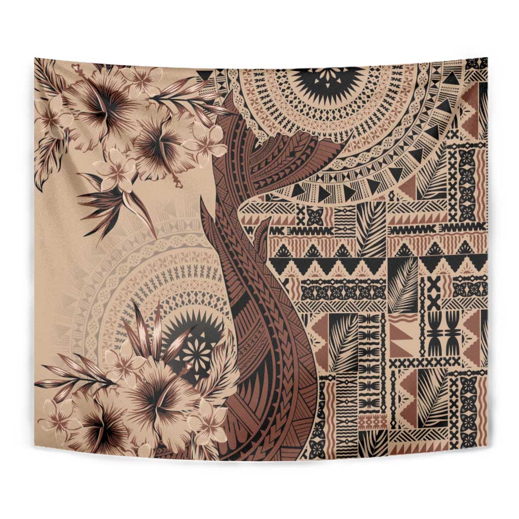 Bula Fiji Tapestry Shark Tail Beige Masi Tapa