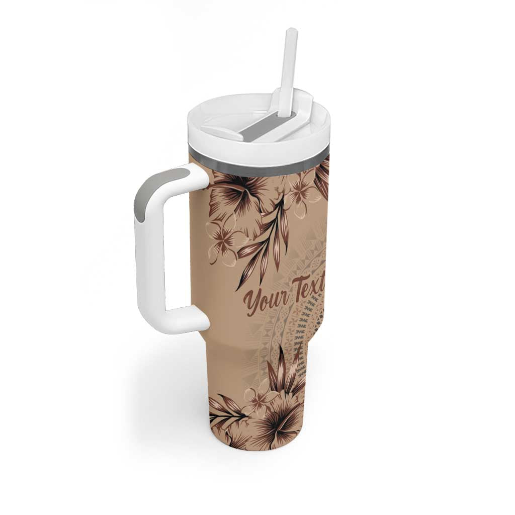 Bula Fiji Personalised Tumbler With Handle Shark Tail Beige Masi Tapa