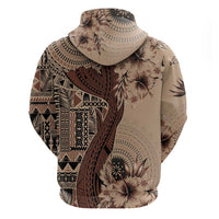 Bula Fiji Zip Hoodie Shark Tail Beige Masi Tapa