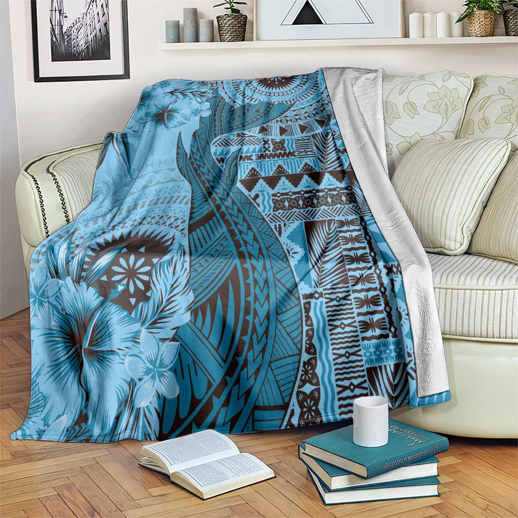 Bula Fiji Blanket Shark Tail Turquoise Masi Tapa