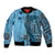 Bula Fiji Bomber Jacket Shark Tail Turquoise Masi Tapa