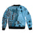 Bula Fiji Bomber Jacket Shark Tail Turquoise Masi Tapa