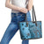 Bula Fiji Leather Tote Bag Shark Tail Turquoise Masi Tapa