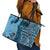 Bula Fiji Leather Tote Bag Shark Tail Turquoise Masi Tapa