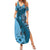 Bula Fiji Summer Maxi Dress Shark Tail Turquoise Masi Tapa