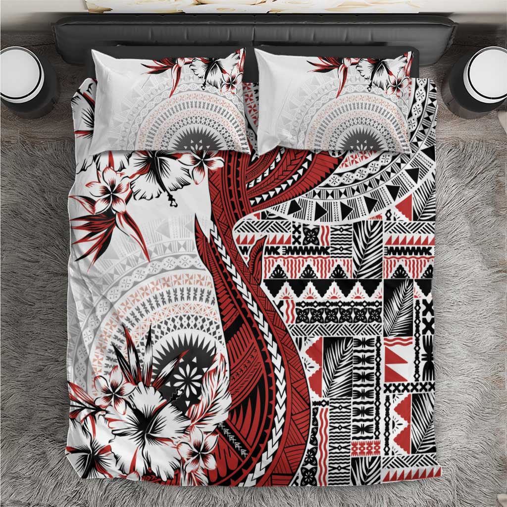 Bula Fiji Bedding Set Shark Tail White Masi Tapa