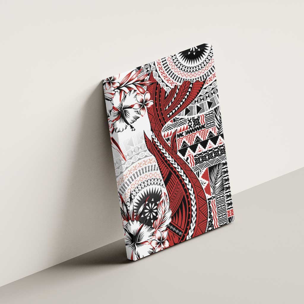 Bula Fiji Canvas Wall Art Shark Tail White Masi Tapa