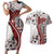 Bula Fiji Couples Matching Short Sleeve Bodycon Dress and Hawaiian Shirt Shark Tail White Masi Tapa