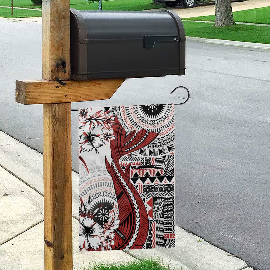 Bula Fiji Garden Flag Shark Tail White Masi Tapa