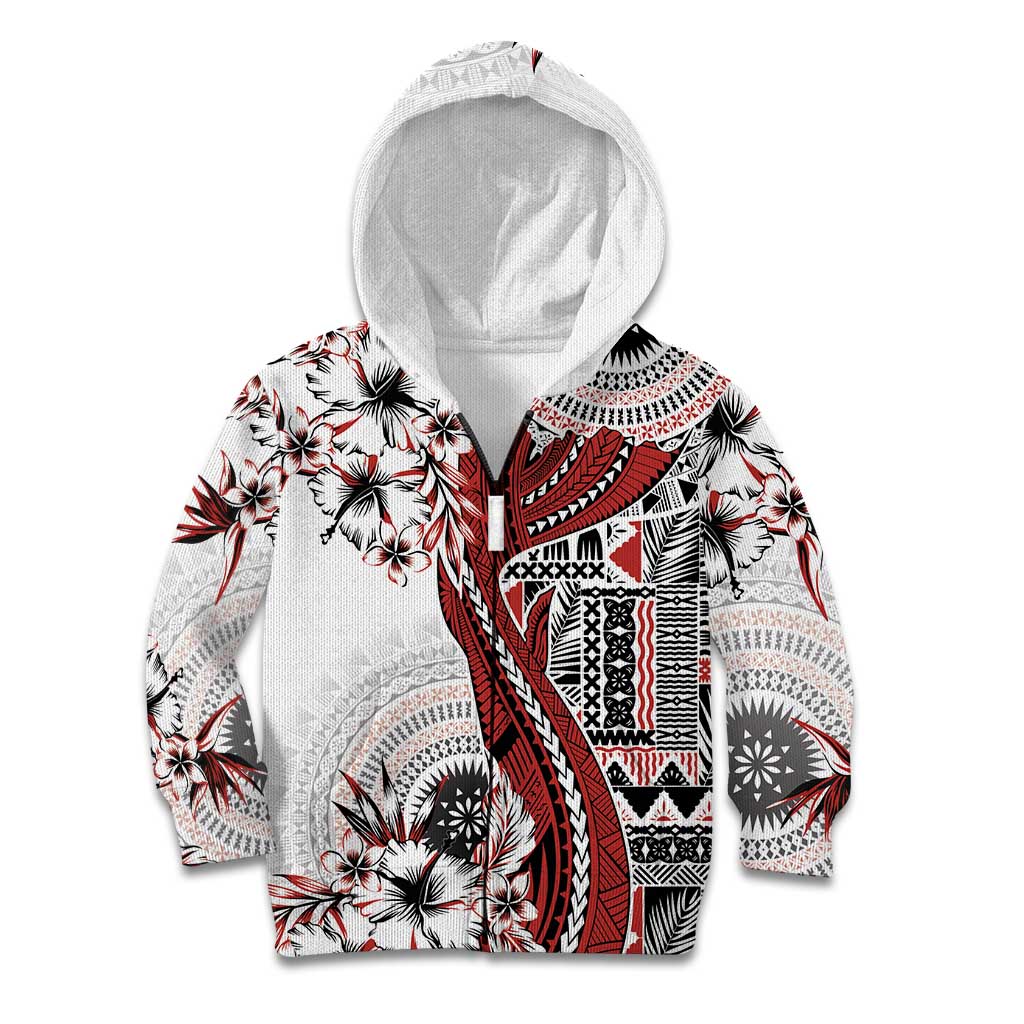 Bula Fiji Kid Hoodie Shark Tail White Masi Tapa
