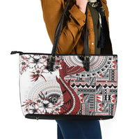 Bula Fiji Leather Tote Bag Shark Tail White Masi Tapa