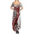 Bula Fiji Summer Maxi Dress Shark Tail White Masi Tapa