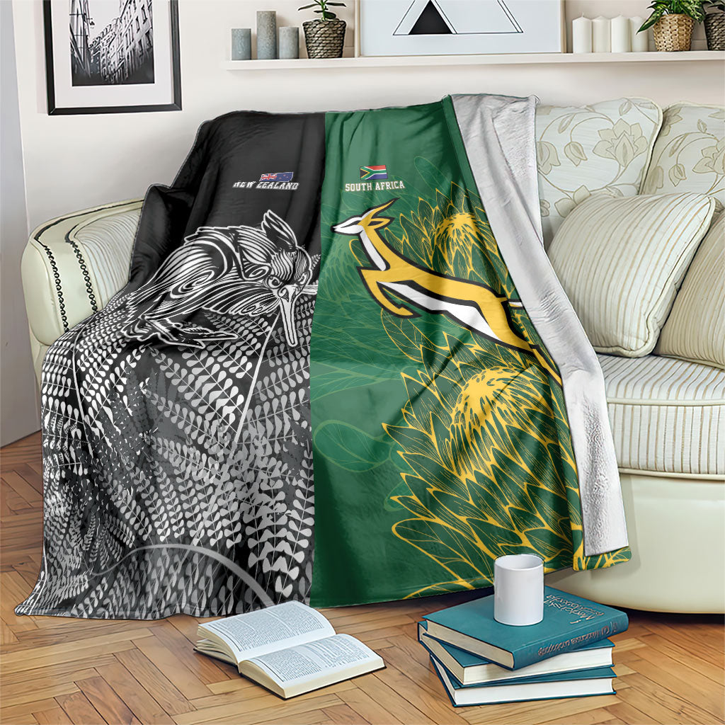 New Zealand - South Africa Greatest Rivals Rugby Blanket Kiwi Vs Bokke