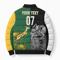 New Zealand - South Africa Greatest Rivals Rugby Custom Bomber Puffer Jacket Kiwi Vs Bokke