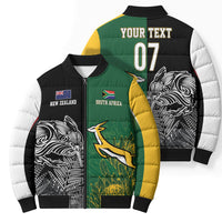 New Zealand - South Africa Greatest Rivals Rugby Custom Bomber Puffer Jacket Kiwi Vs Bokke