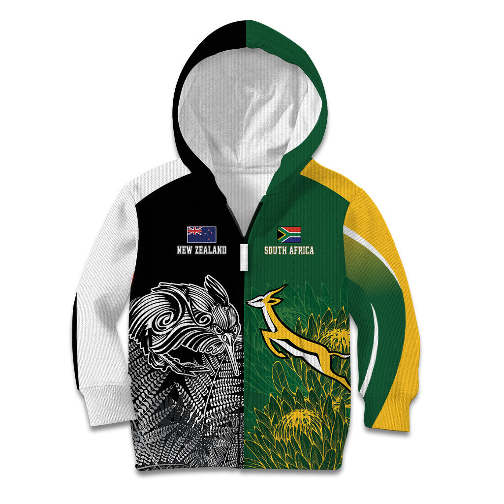 New Zealand - South Africa Greatest Rivals Rugby Custom Kid Hoodie Kiwi Vs Bokke