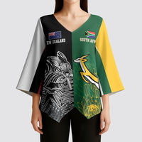 New Zealand - South Africa Greatest Rivals Rugby Custom Kimono Sleeve Blouse Kiwi Vs Bokke