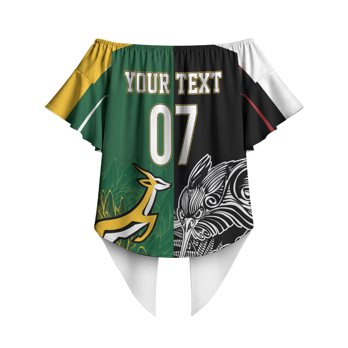 New Zealand - South Africa Greatest Rivals Rugby Custom Off Shoulder Wrap Waist Top Kiwi Vs Bokke