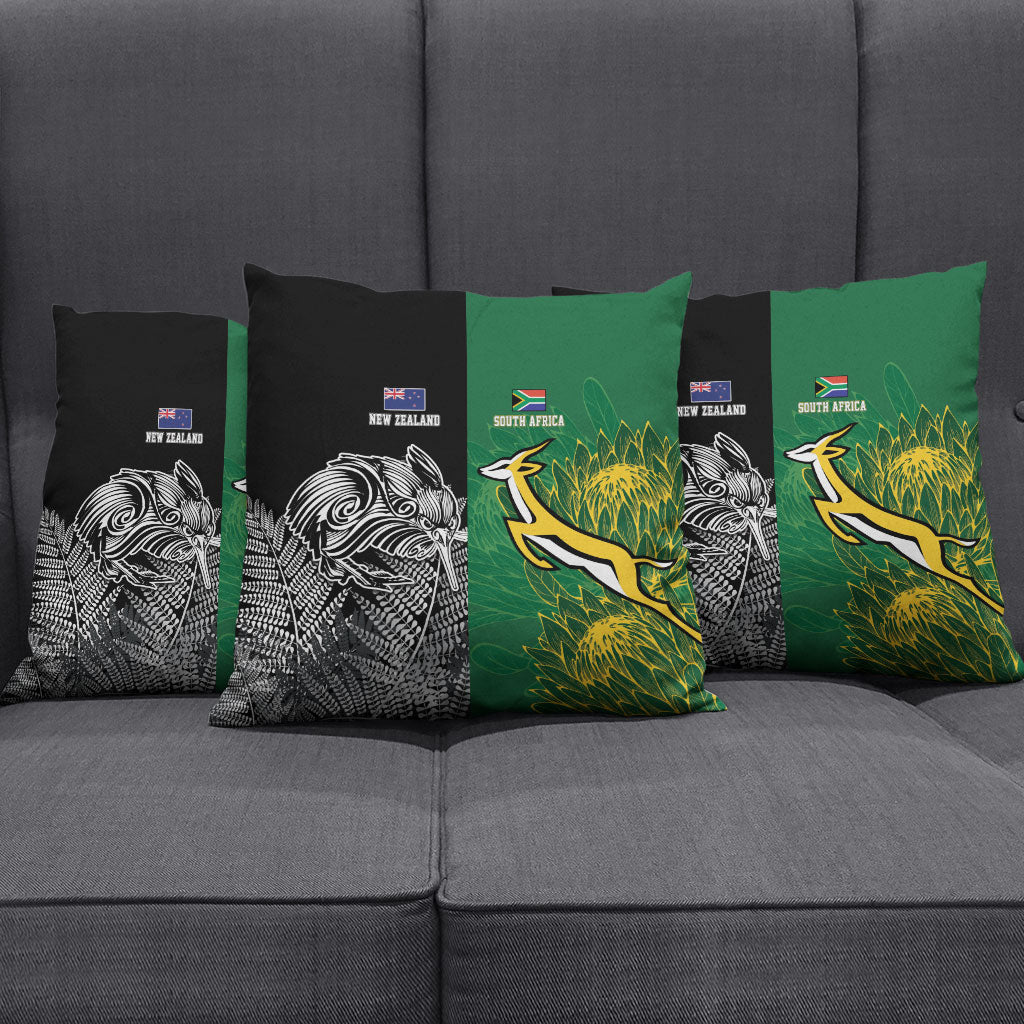 New Zealand - South Africa Greatest Rivals Rugby Pillow Cover Kiwi Vs Bokke