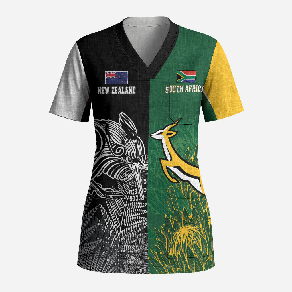 New Zealand - South Africa Greatest Rivals Rugby Custom Scrub Top Kiwi Vs Bokke