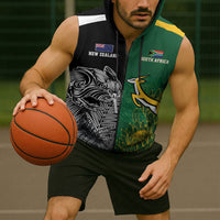 New Zealand - South Africa Greatest Rivals Rugby Custom Sleeveless Zip Hoodie Kiwi Vs Bokke