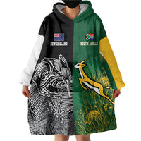 New Zealand - South Africa Greatest Rivals Rugby Custom Wearable Blanket Hoodie Kiwi Vs Bokke