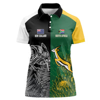 New Zealand - South Africa Greatest Rivals Rugby Custom Women Polo Shirt Kiwi Vs Bokke