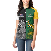 New Zealand - South Africa Greatest Rivals Rugby Custom Women Polo Shirt Kiwi Vs Bokke