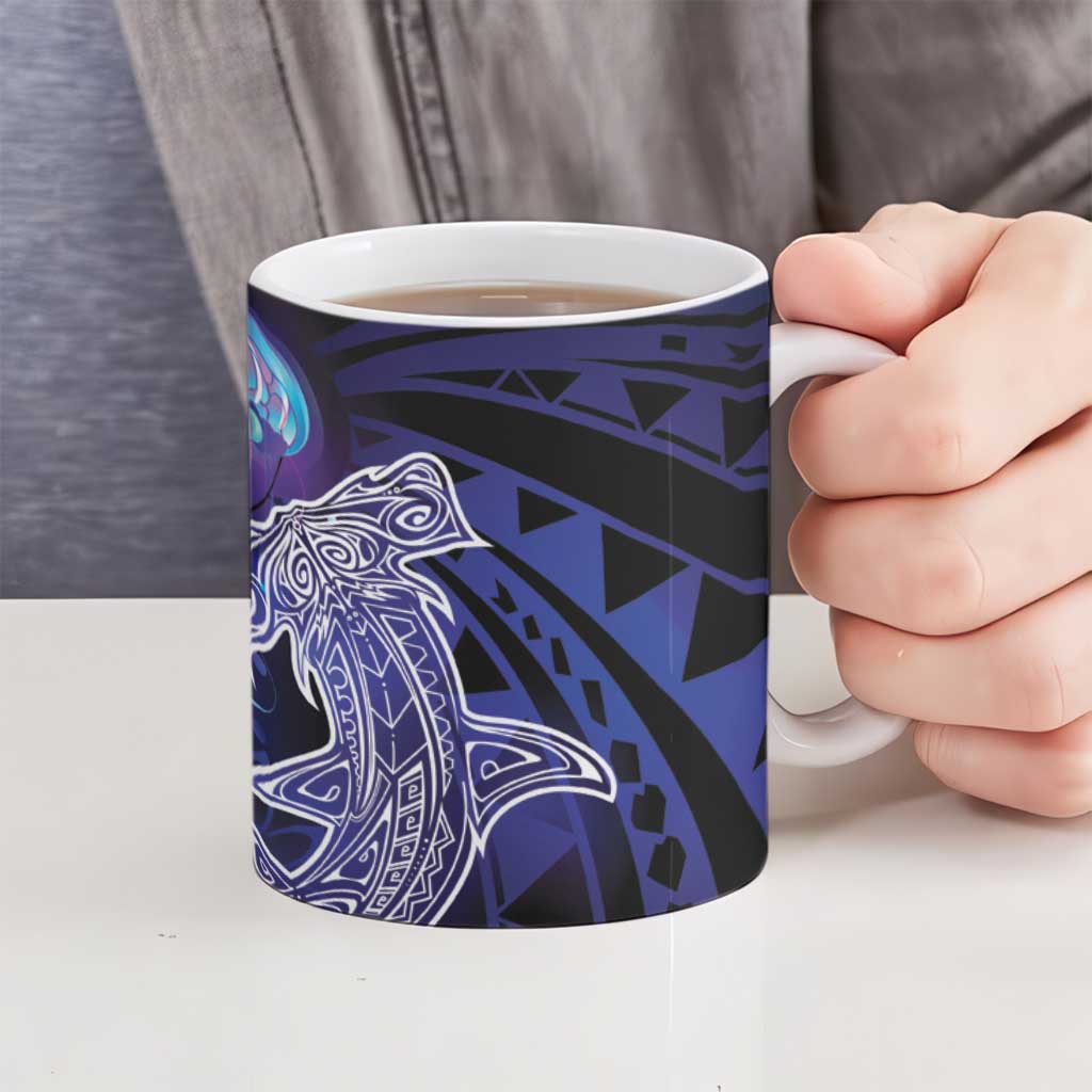 Polynesian Aumakua Ceramic Mug Jellyfish with Shark - Polynesian Pride