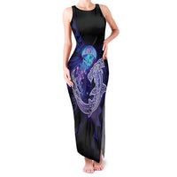Polynesian Aumakua Family Matching Tank Maxi Dress and Hawaiian Shirt Jellyfish with Shark - Polynesian Pride
