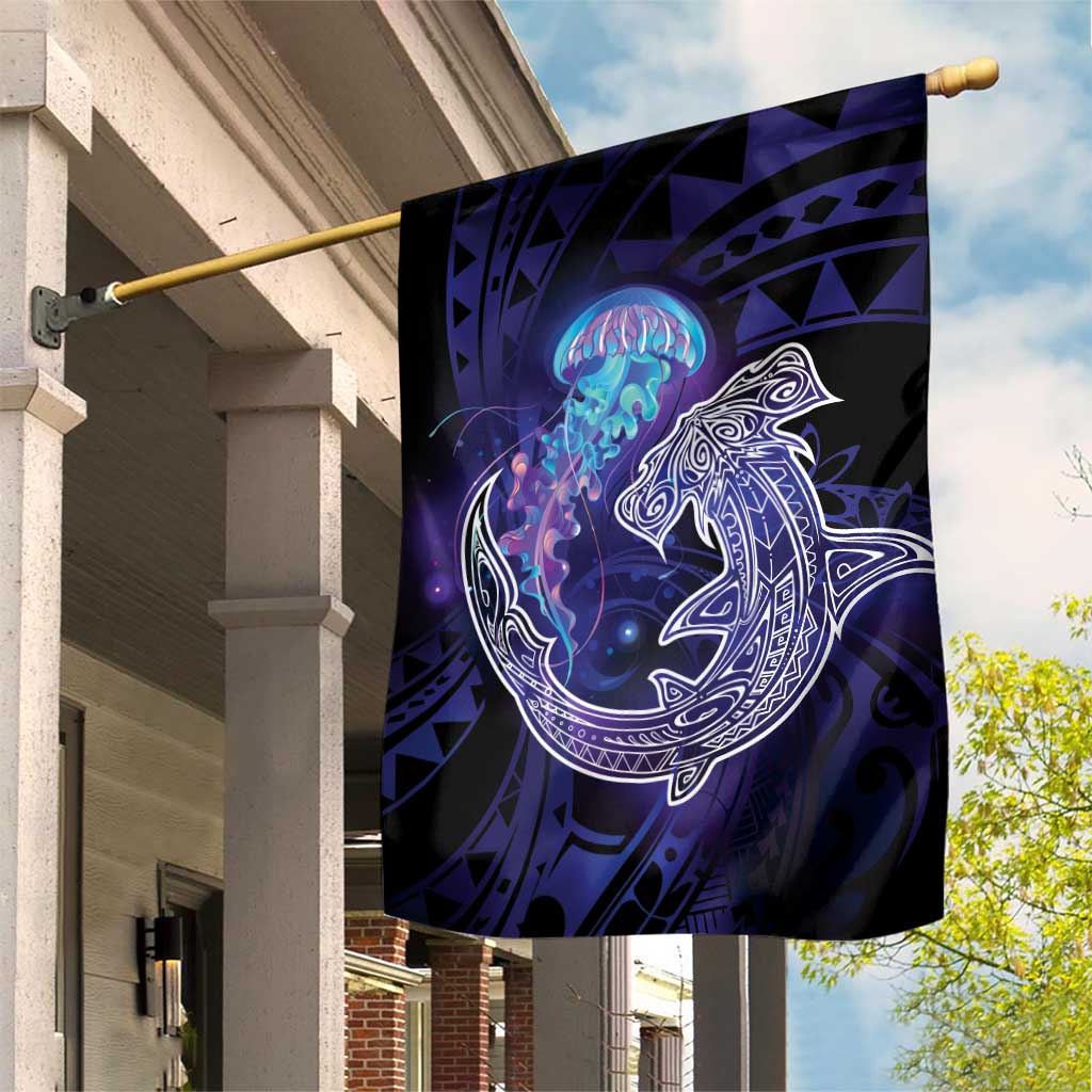 Polynesian Aumakua Garden Flag Jellyfish with Shark - Polynesian Pride
