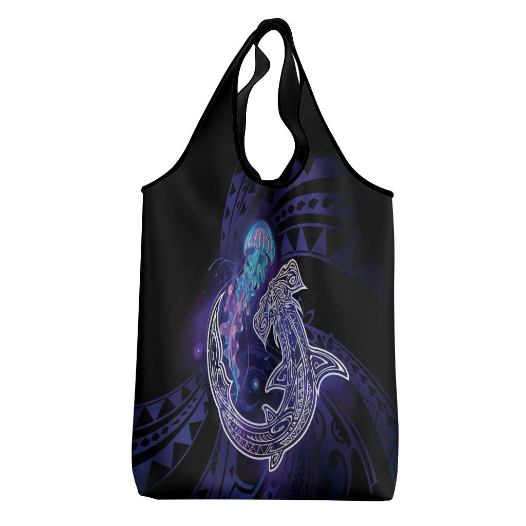 Polynesian Aumakua Grocery Bag Jellyfish with Shark - Polynesian Pride