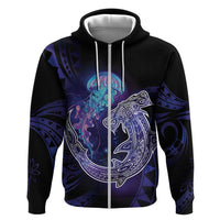 Polynesian Aumakua Hoodie Jellyfish with Shark - Polynesian Pride