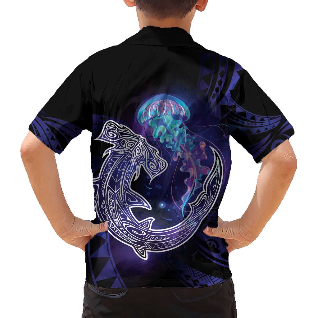 Polynesian Aumakua Kid Hawaiian Shirt Jellyfish with Shark - Polynesian Pride