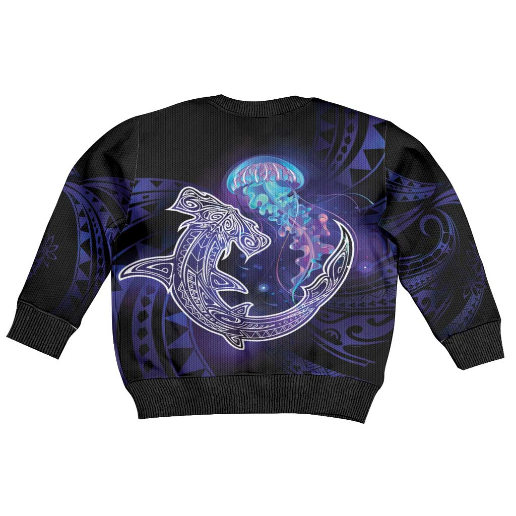 Polynesian Aumakua Kid Ugly Christmas Sweater Jellyfish with Shark - Polynesian Pride