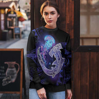 Polynesian Aumakua Ugly Christmas Sweater Jellyfish with Shark - Polynesian Pride