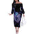 Polynesian Aumakua Off The Shoulder Long Sleeve Dress Jellyfish with Shark - Polynesian Pride