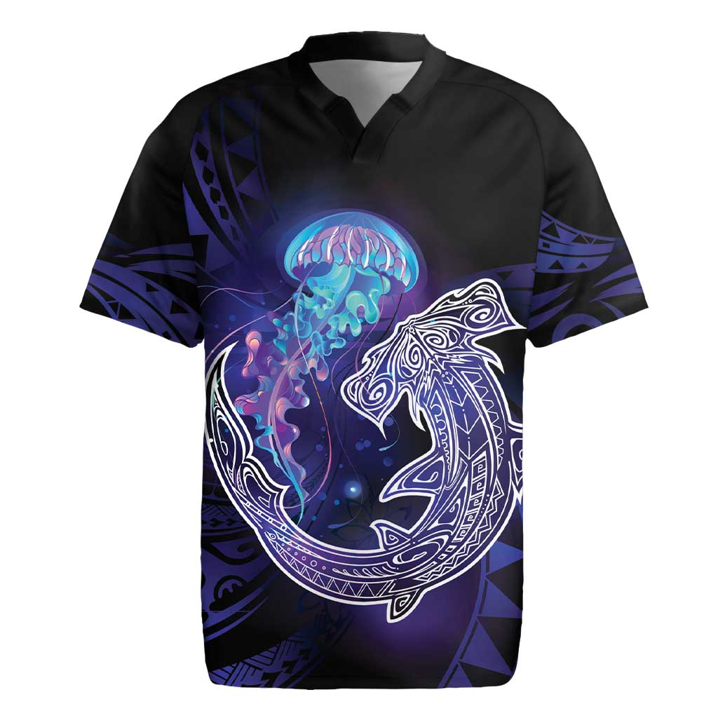 Polynesian Aumakua Rugby Jersey Jellyfish with Shark - Polynesian Pride