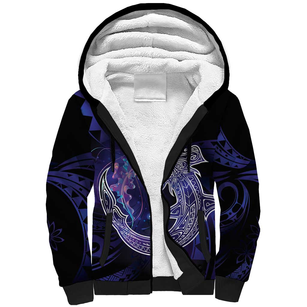 Polynesian Aumakua Sherpa Hoodie Jellyfish with Shark - Polynesian Pride
