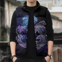 Polynesian Aumakua Sleeveless Puffer Jacket Jellyfish with Shark - Polynesian Pride