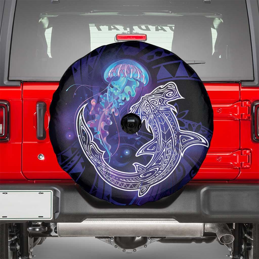 Polynesian Aumakua Spare Tire Cover Jellyfish with Shark - Polynesian Pride