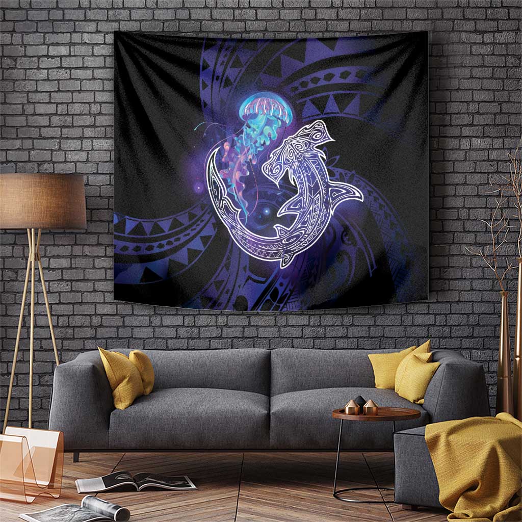 Polynesian Aumakua Tapestry Jellyfish with Shark - Polynesian Pride