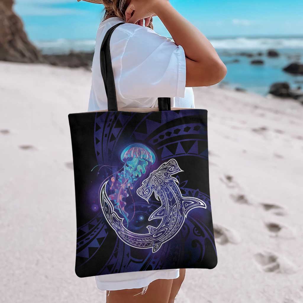 Polynesian Aumakua Tote Bag Jellyfish with Shark - Polynesian Pride