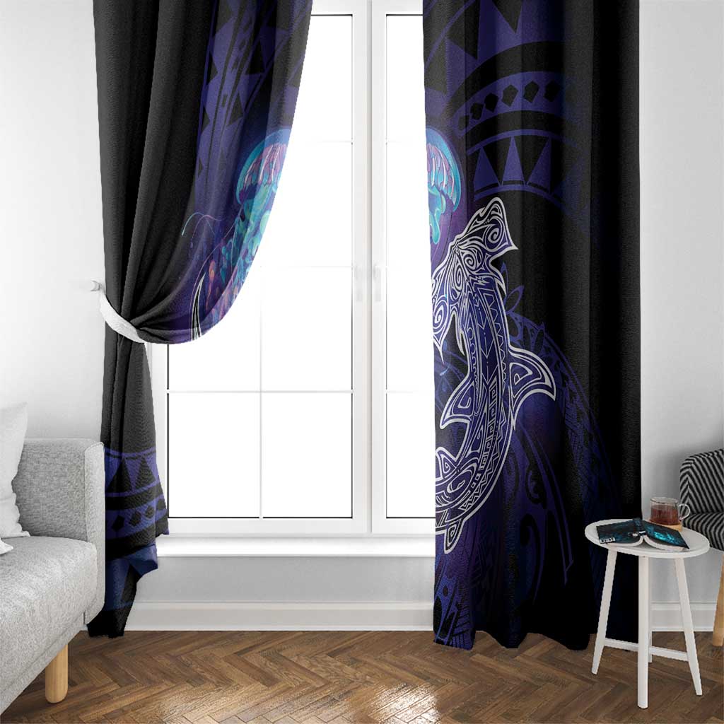 Polynesian Aumakua Window Curtain Jellyfish with Shark - Polynesian Pride