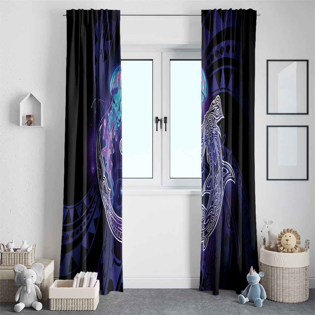 Polynesian Aumakua Window Curtain Jellyfish with Shark - Polynesian Pride