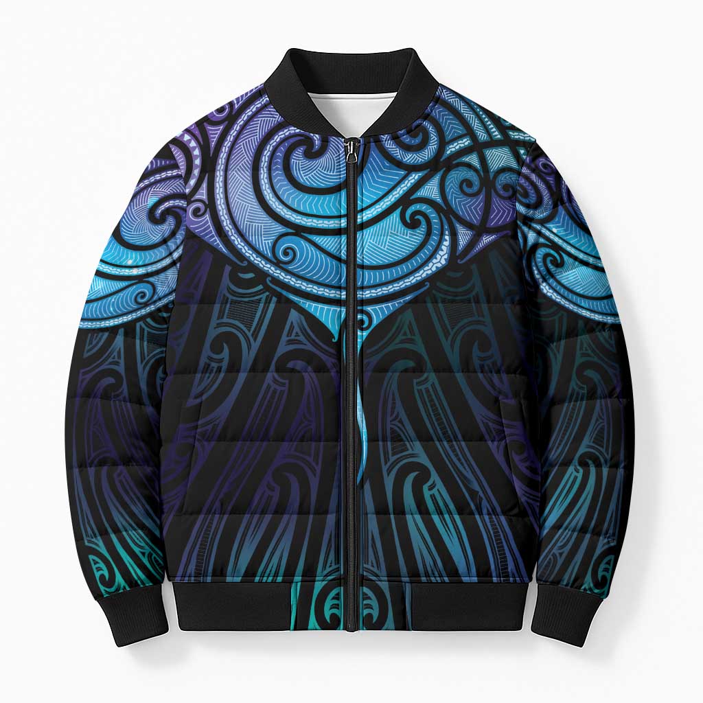 Aotearoa Maori Te Whai Rahi Bomber Puffer Jacket Tala - Nowhere You Could Go That I Won't Be With You LT7 Unisex Teal Purple - Polynesian Pride