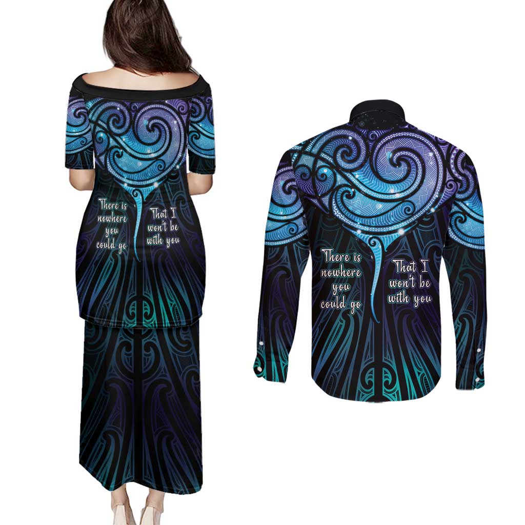 Aotearoa Maori Te Whai Rahi Couples Matching Puletasi and Long Sleeve Button Shirt Tala - Nowhere You Could Go That I Won't Be With You LT7 - Polynesian Pride