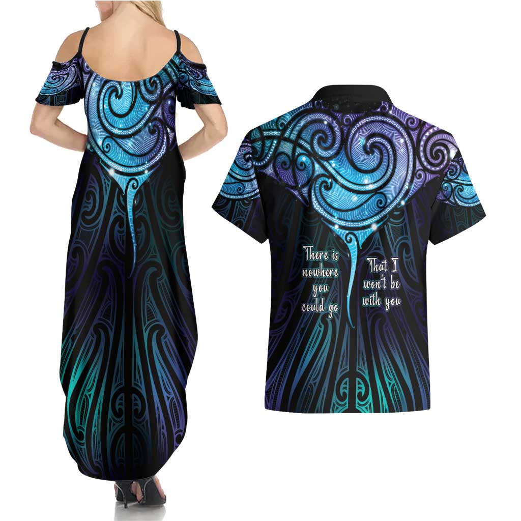 Aotearoa Maori Te Whai Rahi Couples Matching Summer Maxi Dress and Hawaiian Shirt Tala - Nowhere You Could Go That I Won't Be With You LT7 - Polynesian Pride